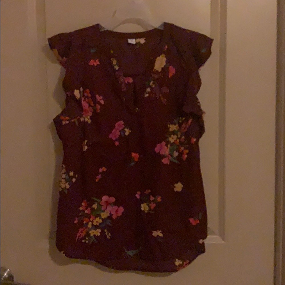 Maroon floral blouse